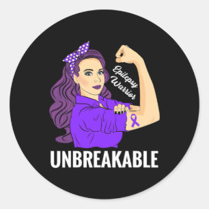 Epilepsie Awareness Epileptic Lila Ribbon Warrior Runder Aufkleber