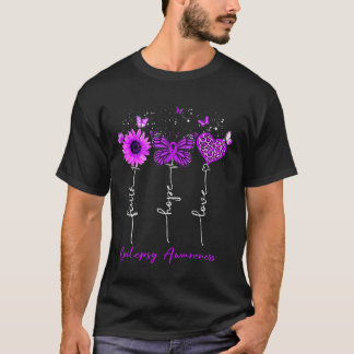 Epilepsie Awareness Faith Hope Liebe Leopard Sunfl T-Shirt