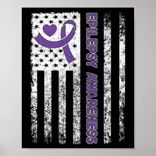 Epilepsie Awareness Flag Lila Ribbon Epilepsie Kri Poster