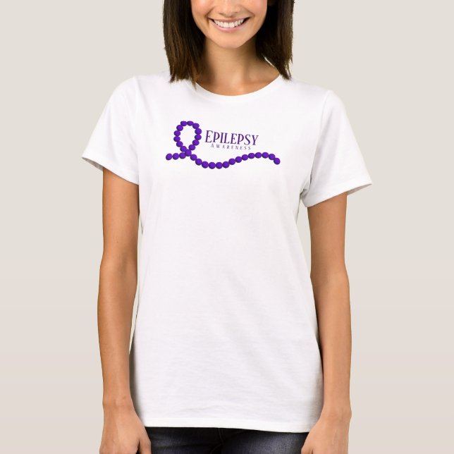 Epilepsie Awareness Lila Ribbon Beads T-Shirt (Vorderseite)