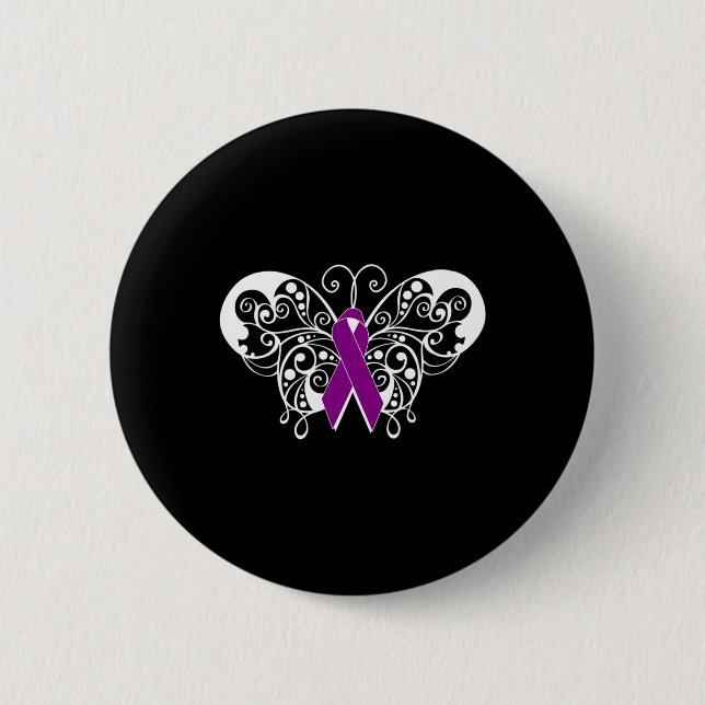 Epilepsie Awareness Lila Ribbon Butterfly Button (Vorderseite)