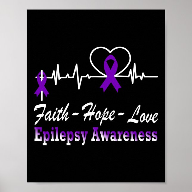 Epilepsie Awareness Lila Ribbon Epilepsy Christian Poster (Vorne)