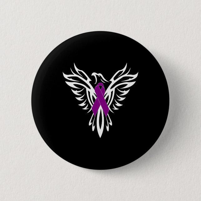 Epilepsie Awareness Lila Ribbon Phoenix Button (Vorderseite)