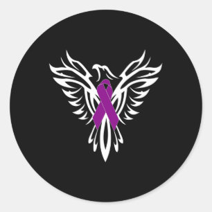 Epilepsie Awareness Lila Ribbon Phoenix Runder Aufkleber