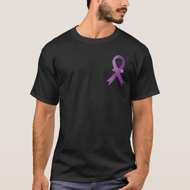 Epilepsie Awareness Lila Ribbon Pocket T-Shirt (Vorderseite)