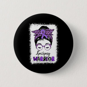 Epilepsie Awareness Messy Bun Warrior Leopard Bynd Button