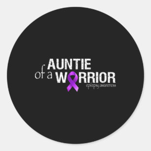 Epilepsie Awareness Month Auntie eines Kriegers Pu Runder Aufkleber
