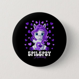 Epilepsie Awareness Month Lila Ribbon Unicorn Button