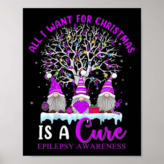 Epilepsie Awareness Ornament Weihnachtsbaum Gnomes Poster (Vorne)