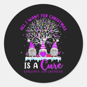 Epilepsie Awareness Ornament Weihnachtsbaum Gnomes Runder Aufkleber