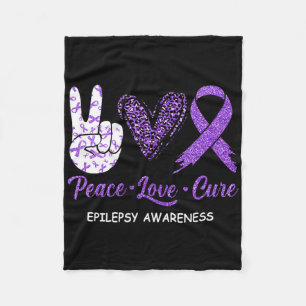 Epilepsie Awareness Peace Liebe Cure Leopard Fleecedecke