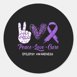 Epilepsie Awareness Peace Liebe Cure Leopard Runder Aufkleber