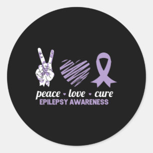 Epilepsie Awareness Peace Liebe Cure Ribbon Runder Aufkleber