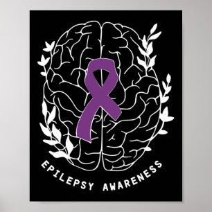 Epilepsie Awareness Ribbon Lila Epilepsie Brain Gr Poster