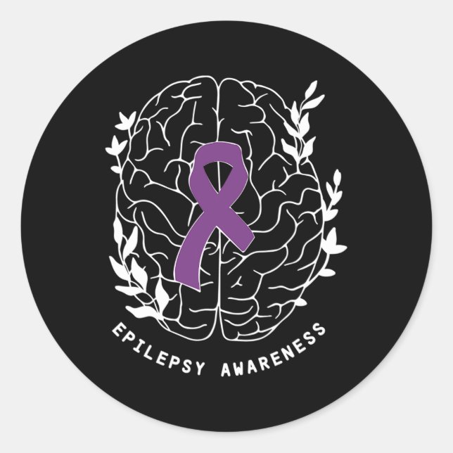Epilepsie Awareness Ribbon Lila Epilepsie Brain Gr Runder Aufkleber (Vorderseite)