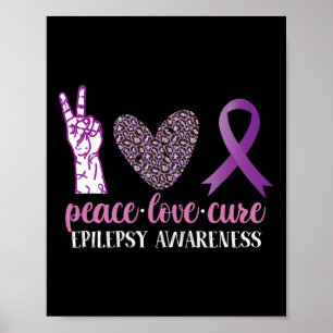 Epilepsie Awareness Ribbon Peace Liebe Cure Poster