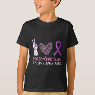 Epilepsie Awareness Ribbon Peace Liebe Cure T-Shirt