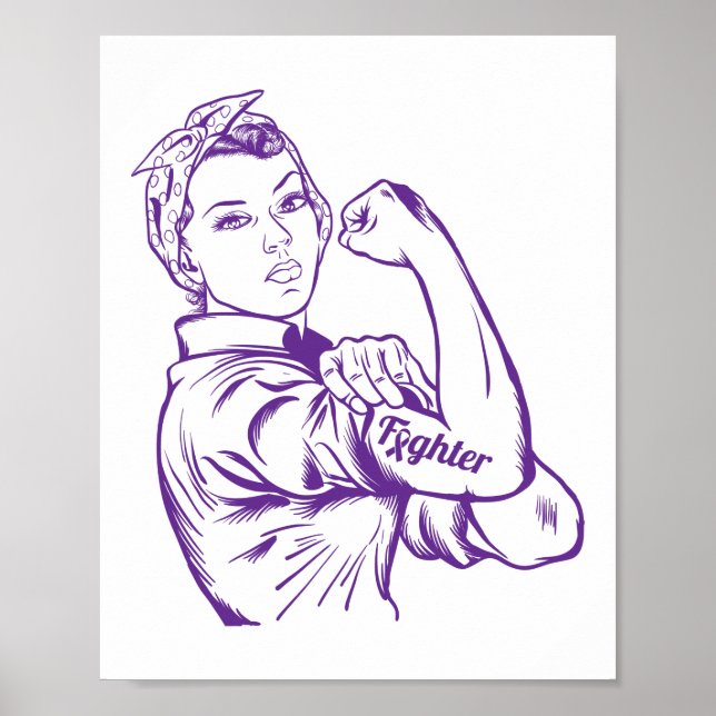 Epilepsie Awareness Rosie Riveter Fighter Ribbon Poster (Vorne)