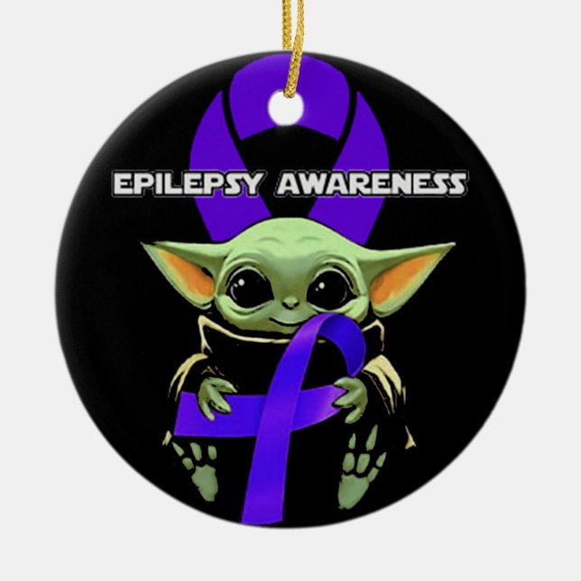 Epilepsie Awareness Shirt Keramik Ornament (Vorne)