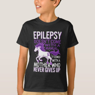 Epilepsie Awareness Unicorn Lila Ribbon Seizure D T-Shirt