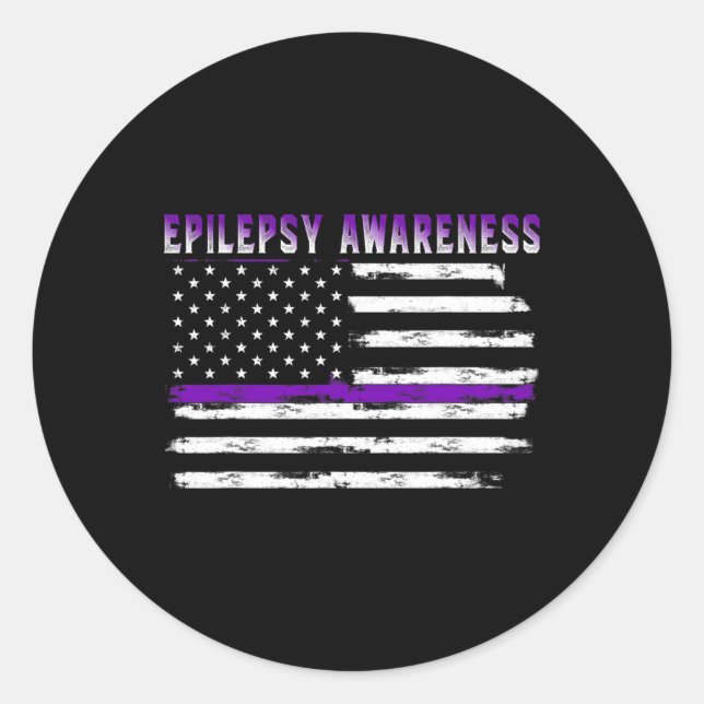 Epilepsie Awareness Usa Flag American Epilepsy Sup Runder Aufkleber (Vorderseite)