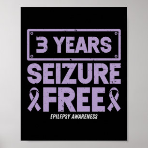 Epilepsie Bewusstsein 3 Jahre Seizure Free Ribbon Poster