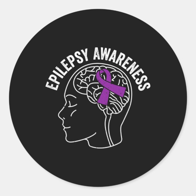 Epilepsie-Bewusstsein 5  Runder Aufkleber (Vorderseite)
