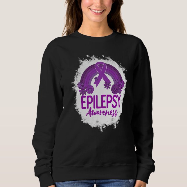 Epilepsie-Bewusstsein ausgeblichenes Regenbogen-Li Sweatshirt (Vorderseite)