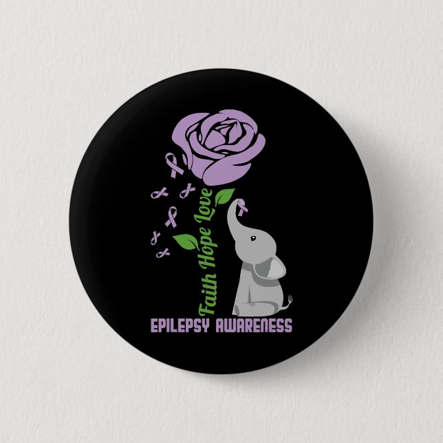 Epilepsie Bewusstsein Glaube Hoffnung Liebe Blume  Button (Vorderseite)