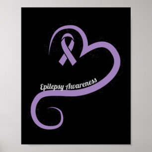 Epilepsie Bewusstsein Herz Ribbon Poster