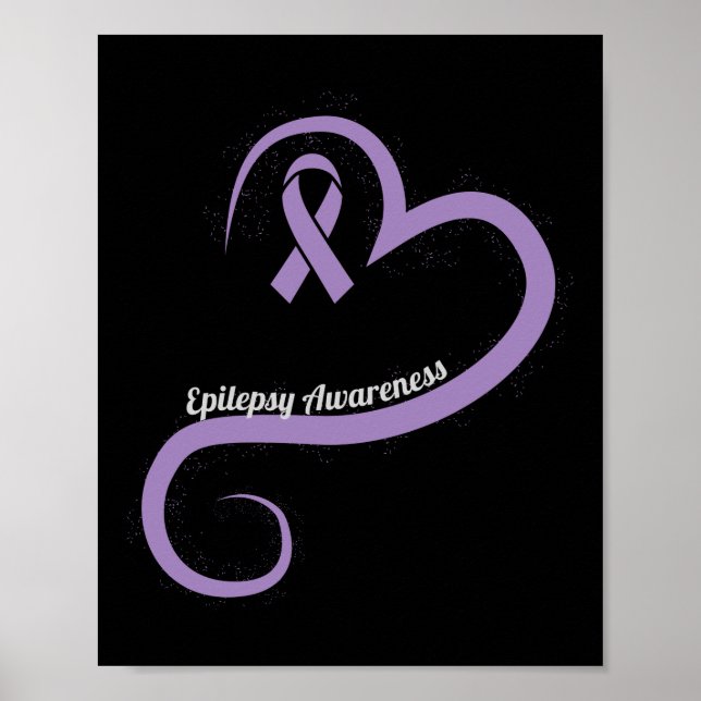 Epilepsie Bewusstsein Herz Ribbon Poster (Vorne)