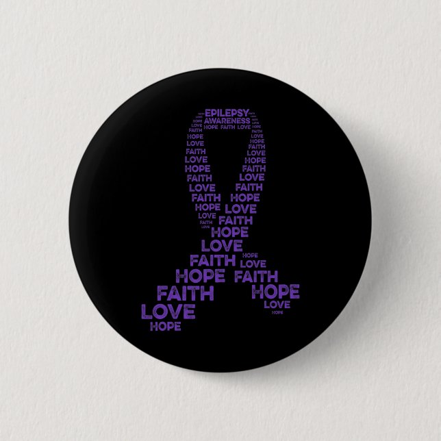 Epilepsie Bewusstsein Hoffnung Glaube Liebe Lila R Button (Vorderseite)