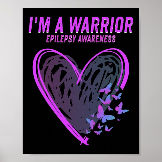 Epilepsie Bewusstsein, ich bin ein Krieger-Herzsch Poster (Vorne)