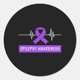 Epilepsie-Bewusstsein Lila Band Herzschlag Kinder Runder Aufkleber