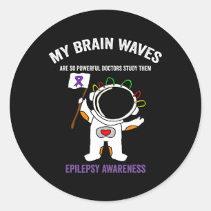 Epilepsie-Bewusstsein Lila Band - Weltraumthemen-E Runder Aufkleber
