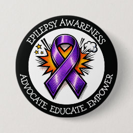 Epilepsie-Bewusstsein | Lila Bewusstseins-Schleife Button