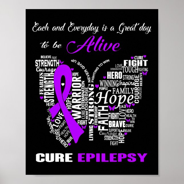 Epilepsie Bewusstsein Lila Schmetterlinge Poster (Vorne)
