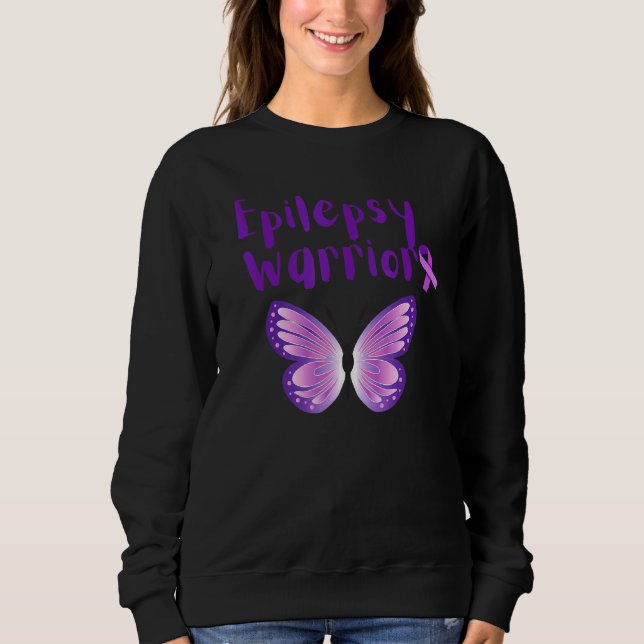 Epilepsie Bewusstsein Lila Schmetterlingsunterstüt Sweatshirt (Vorderseite)