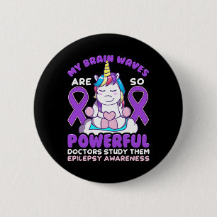 Epilepsie Bewusstsein Niedlich Unicorn Lila Ribbon Button