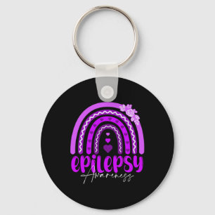 Epilepsie-Bewusstsein-Regenbogen Lila .co Schlüsselanhänger