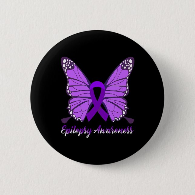 Epilepsie Bewusstsein Schmetterling Lila Ribbon-Ep Button (Vorderseite)