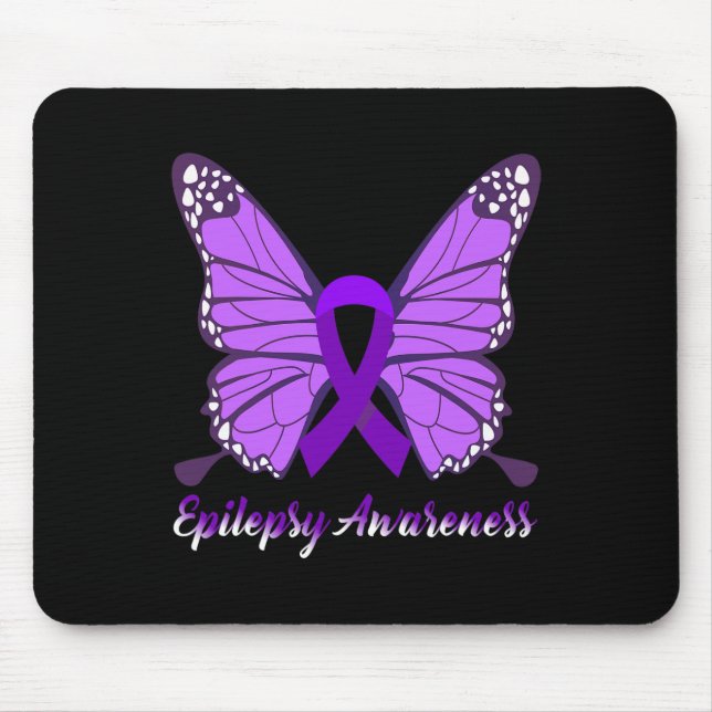 Epilepsie Bewusstsein Schmetterling Lila Ribbon-Ep Mousepad (Vorne)