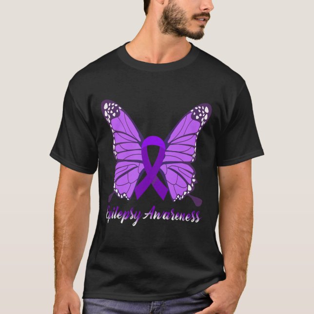 Epilepsie Bewusstsein Schmetterling Lila Ribbon-Ep T-Shirt (Vorderseite)