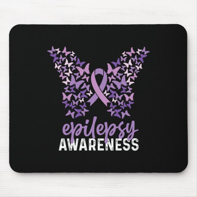 Epilepsie-Bewusstsein Schmetterlingsband 1  Mousepad (Vorne)