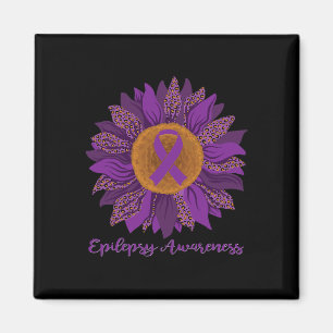 Epilepsie-Bewusstsein Sonnenblume - Lila Band Magnet