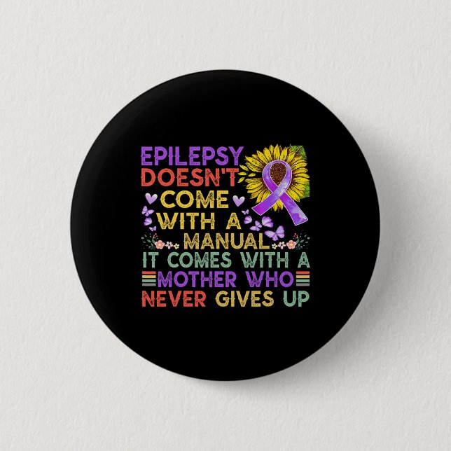 Epilepsie Bewusstsein Sonnenblumen Krieger lila Vi Button (Vorderseite)