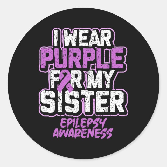 Epilepsie Bewusstsein trage ich Lila für meine Sch Runder Aufkleber (Vorderseite)