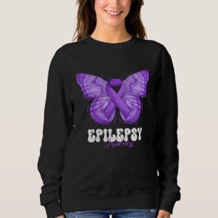 Epilepsie-Bewusstseinsmonat Lila Band Schmetterlin Sweatshirt