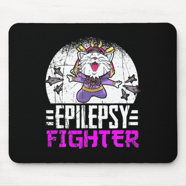 Epilepsie Bewusstseinsmonat Ninja Katzenepilepsie  Mousepad (Vorne)