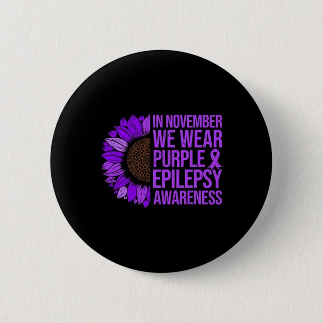 Epilepsie-Bewusstseinssonnenblume Im November trag Button (Vorderseite)